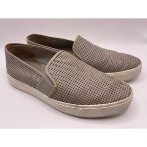 Vince Blair Shoes Women's 6.5M Perforated Slip On Loafers Sneakers Beige Leather